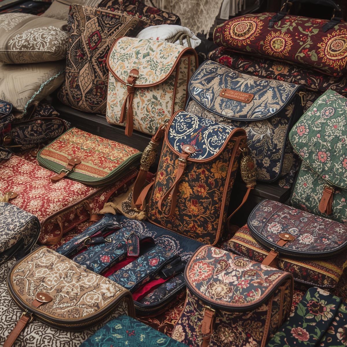 Handcrafted fabric tote bag resting on a natural linen surface